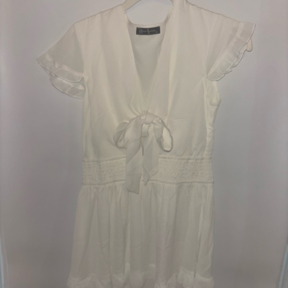 White Ruffle Sleeve Dress